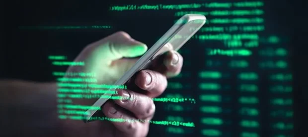 screen showing smartphone and security info