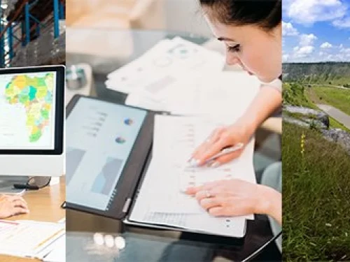 Three images of different student researching methods