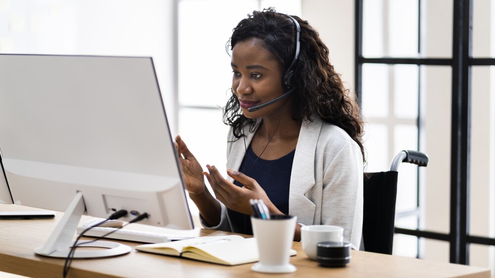Virtual,Personal,Assistant,Woman,Making,Video,Conference,Call
