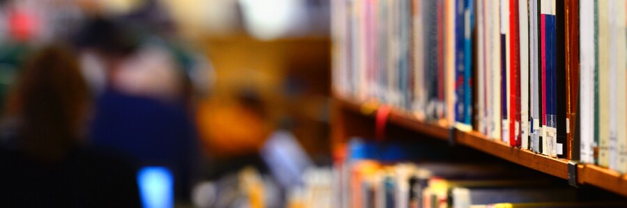 books on shelf in library