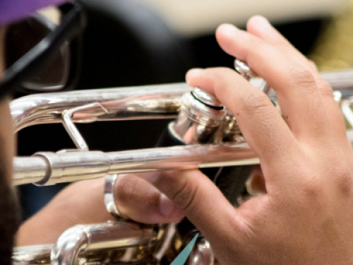 student playing trumpet