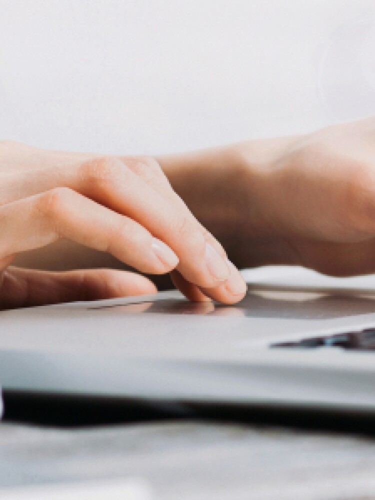 student working on a laptop