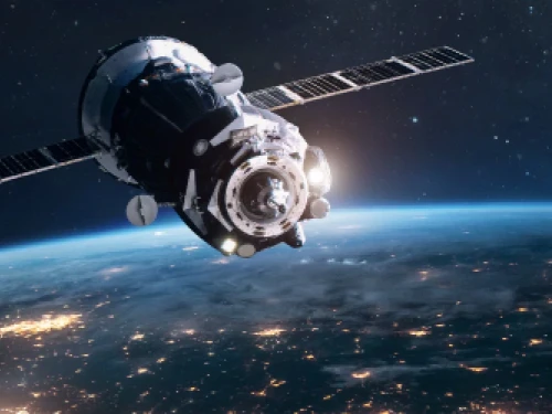 Satellite in orbit around Earth